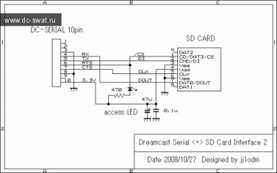 Схема SD Card адаптер для Dreamcast Serial