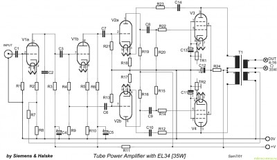 Схема лампового усилителя на EL34